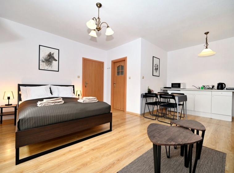 Molonówka Guest House przestronne studio nr 1 dla max.4 osób z aneksem kuchennym i łazienką z bezpośrednim wyjściem  na ogród?v=1.0